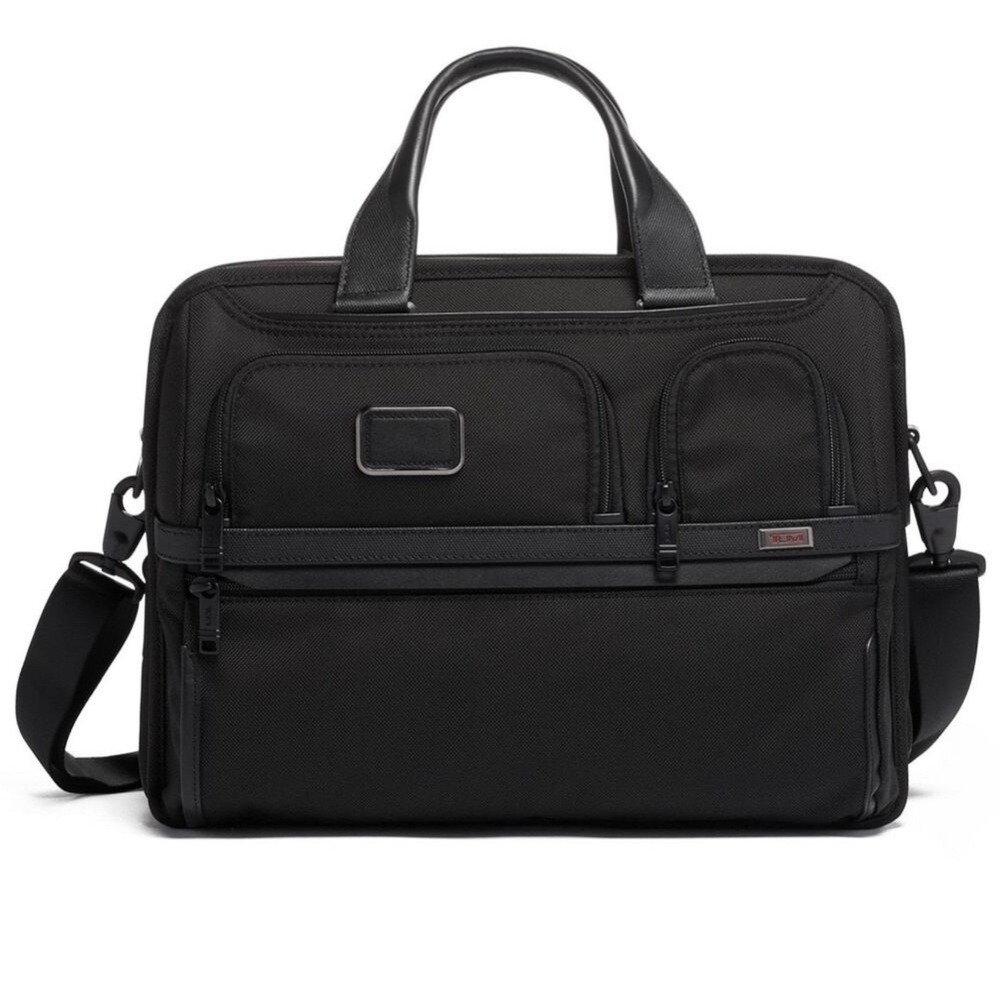 Tumi Alpha Organizer Laptop Briefcase Business Travel Bag Black